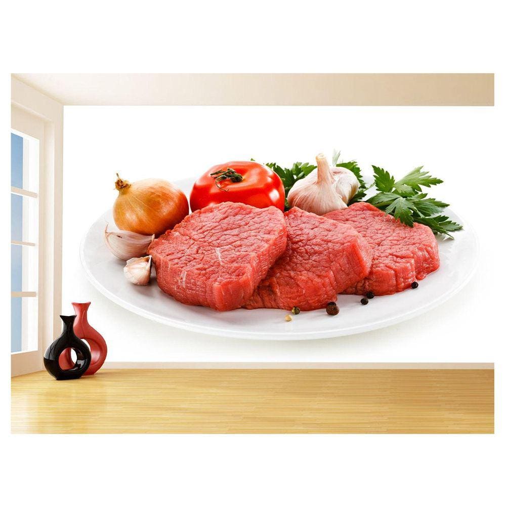 Papel De Parede 3D Alimentos Carnes Embutidos 3,5M Al482