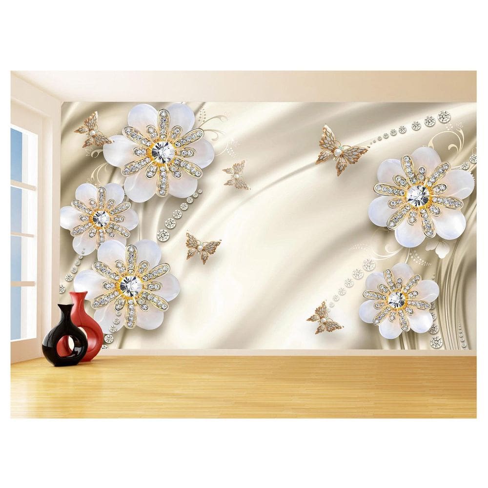 Papel De Parede 3D Floral Textura Sala Flores 3,5M Xfl351