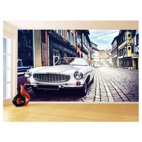 Papel De Parede 3D Cidade Carro Vintage Retrô 3,5M Ncd372