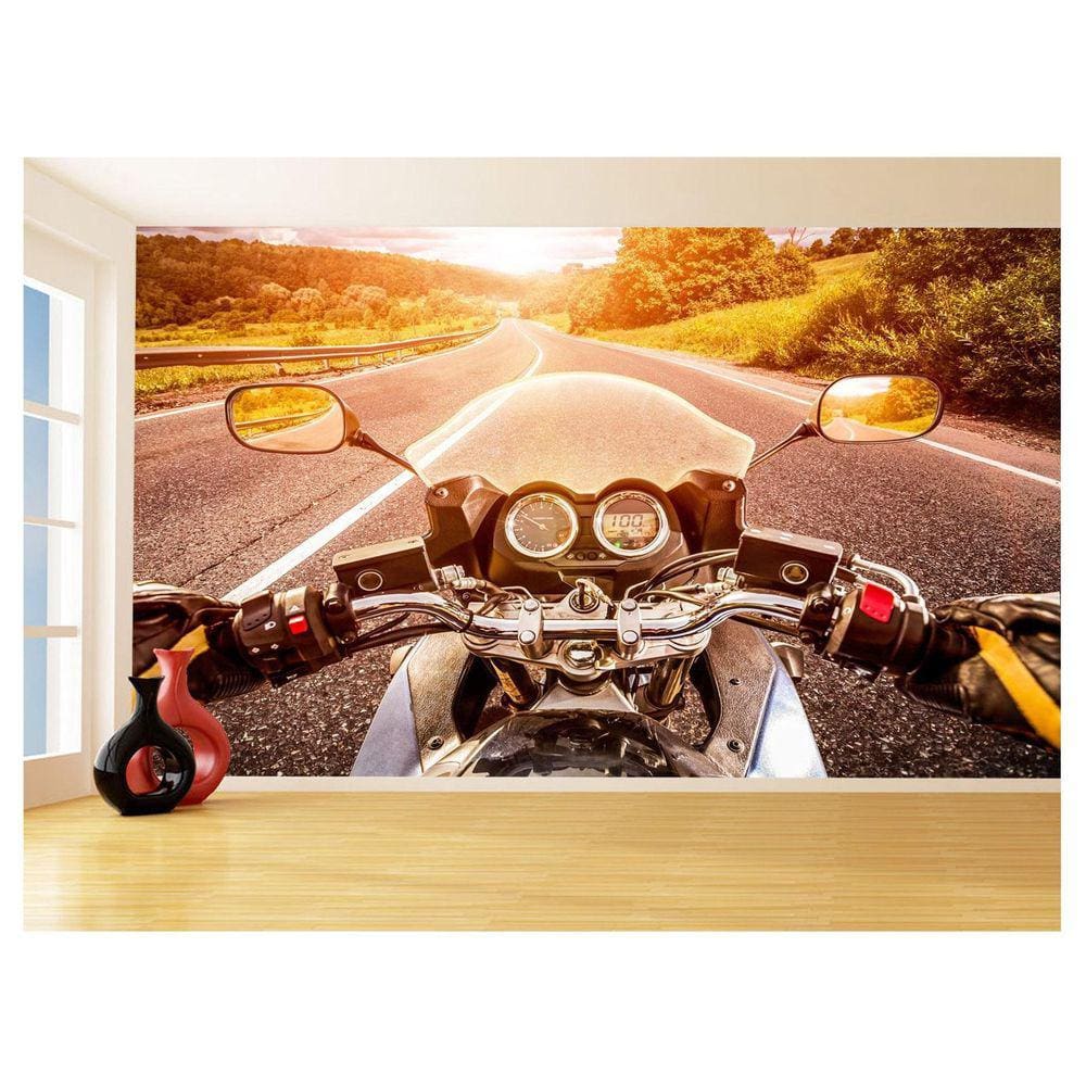 Papel De Parede 3D Moto Esporte Viagem Estrada 3,5M Bkm85
