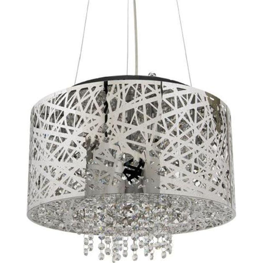 Pendente Lustre Apolo Inox Cristal Para Led