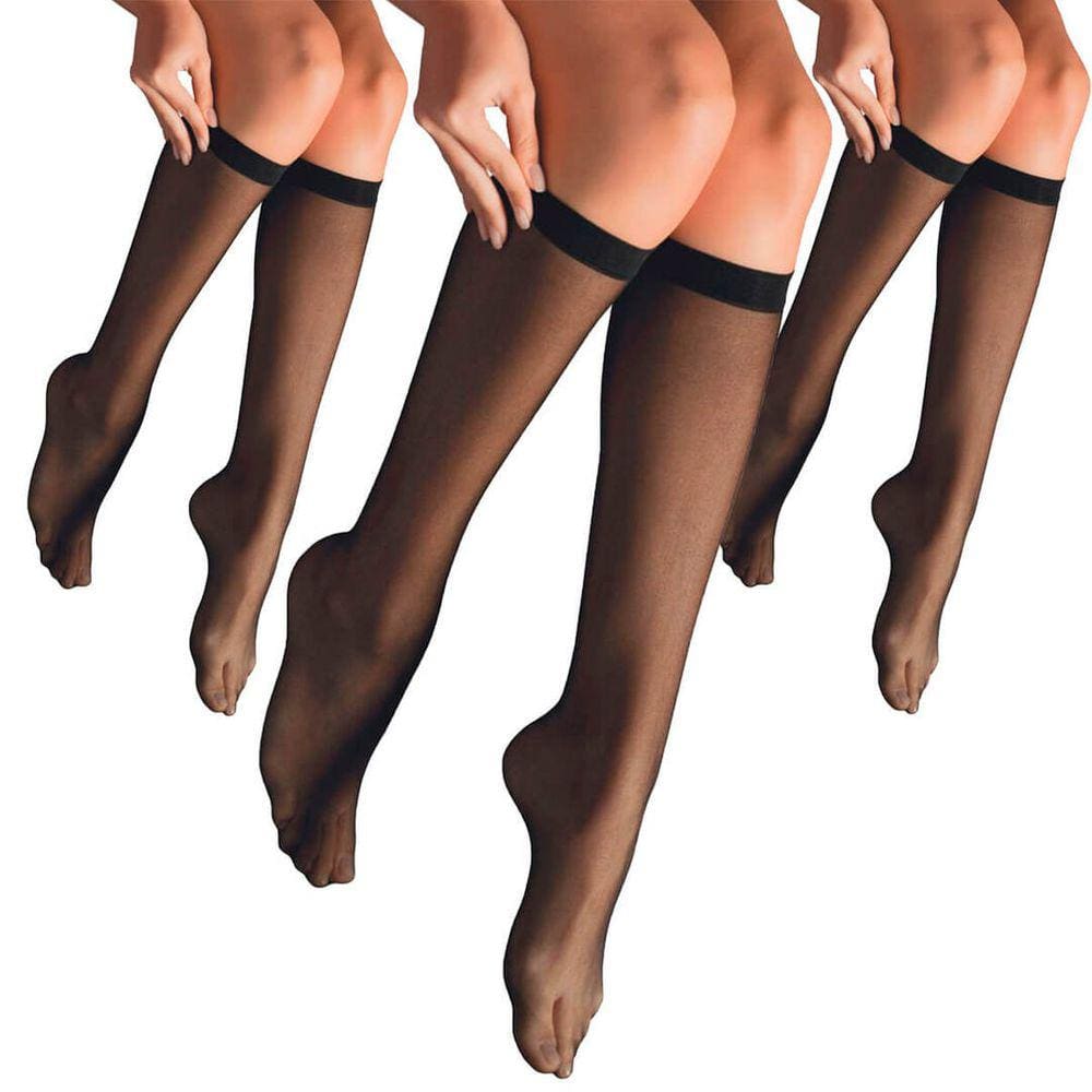 Kit 3 Pares Meia Feminina 3/4 Transparente Fio 15