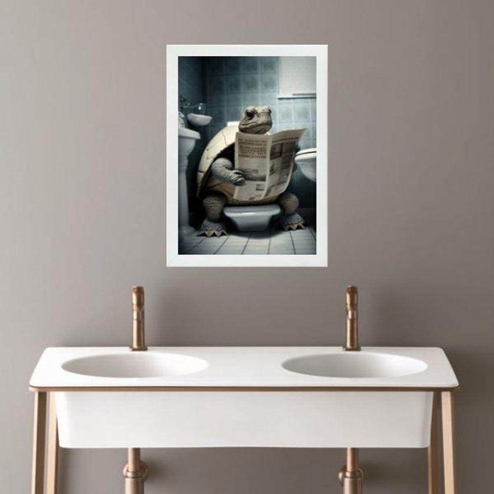 Quadro Banheiro Coleção Animais - Tartaruga 33X24Cm - Vidro