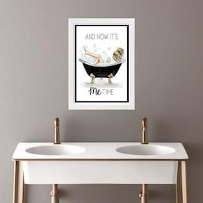 Quadro Decoração Banheiro Menina 33X24Cm - Com Vidro