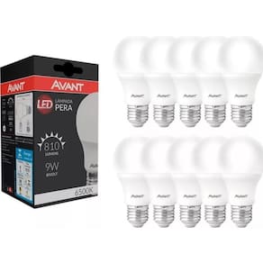 Kit 10 Lampada Bulbo Led A60 9W 6500K Branco Frio - Avant