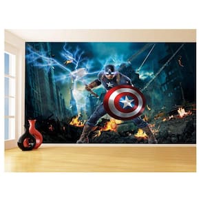 Papel De Parede 3D Heróis Vingadores Capitão 3,5M Nhma124