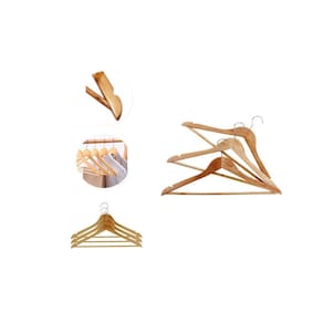 Kit 3 Cabide De Madeira Roupa Adulto Gancho Cromado Elegante