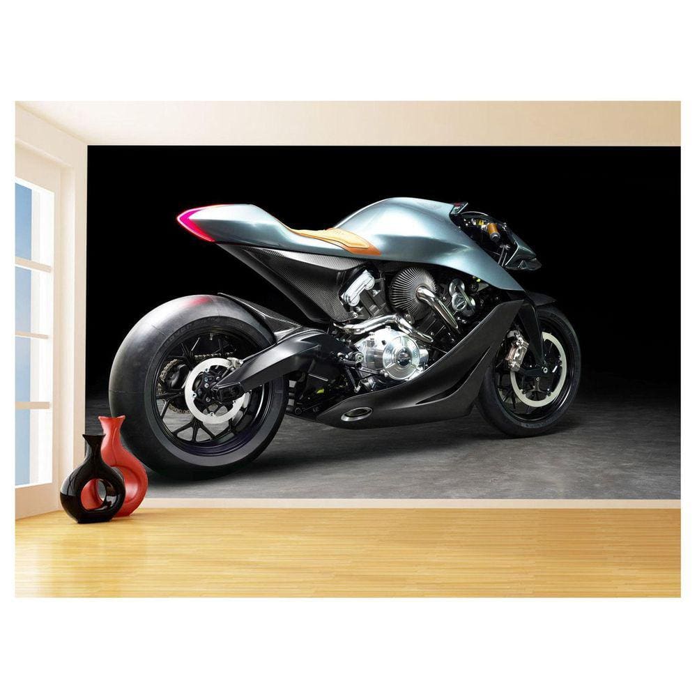 Papel De Parede 3D Moto Sport Bike Cafe Racer 3,5M Bkm48