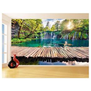 Papel De Parede 3D Paisagem Cachoeira Florestas 3,5M Nch248