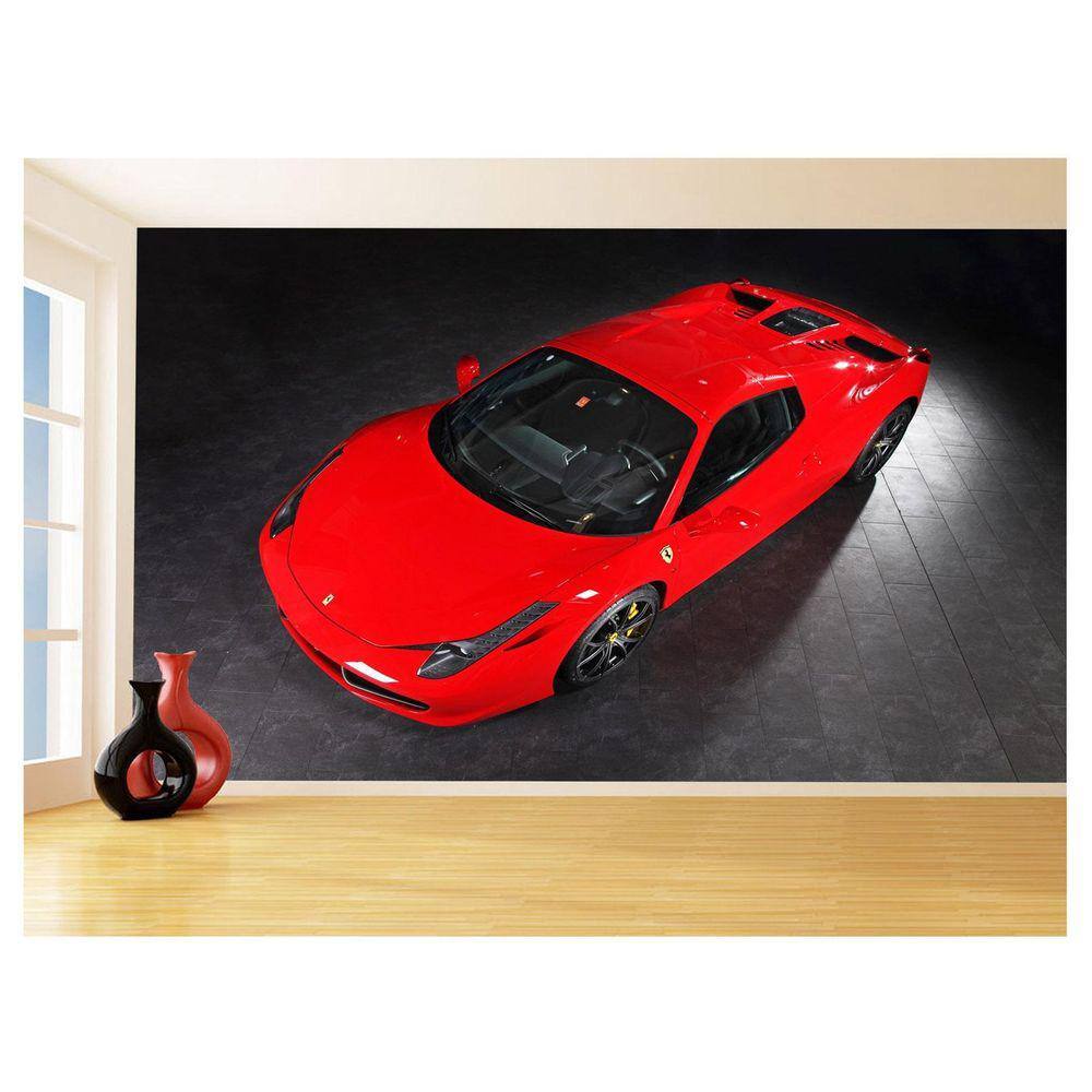 Papel De Parede 3D Carro Ferrari Vermelha Sport 3,5M Car100