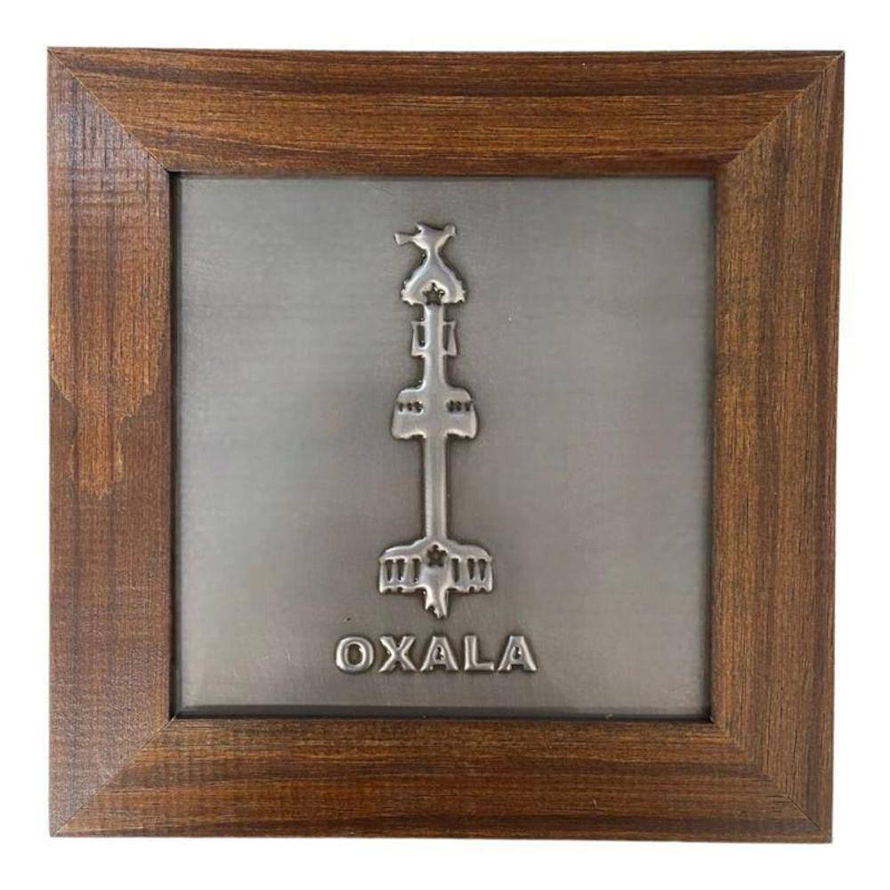 Quadro Orixá Oxalá Em Aço E Madeira Imbuia 18 X18 Cm