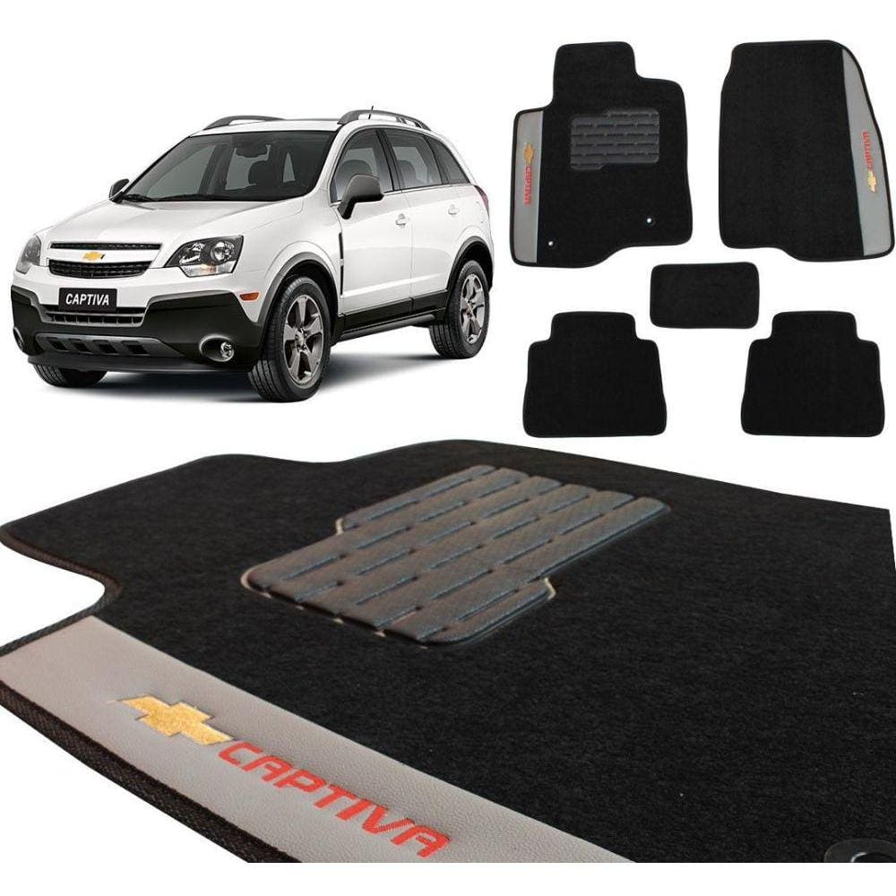 Jogo Tapetes Carpete Captiva 2008 a 2017 Pto Bordado 5 Peças