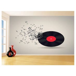 Papel De Parede 3D Musica Vinil Notas Musicais 3,5M Mus80