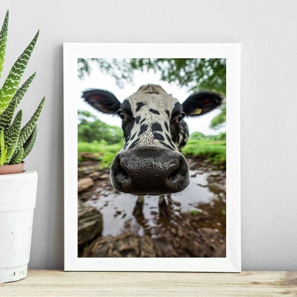 Quadro Decorativo Vaca - Selfie 45X34Cm