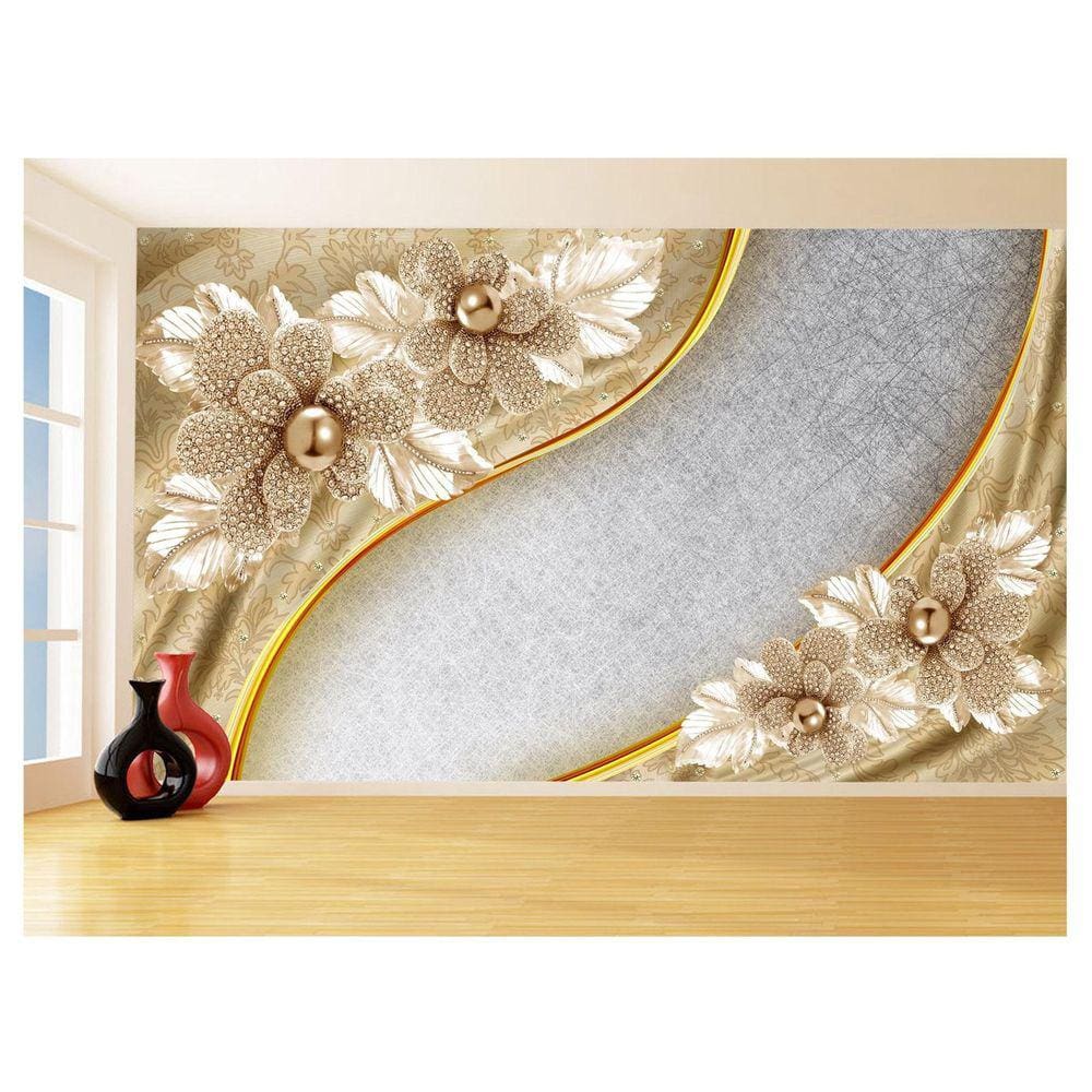 Papel De Parede 3D Floral Textura Sala Flores 3,5M Xfl273