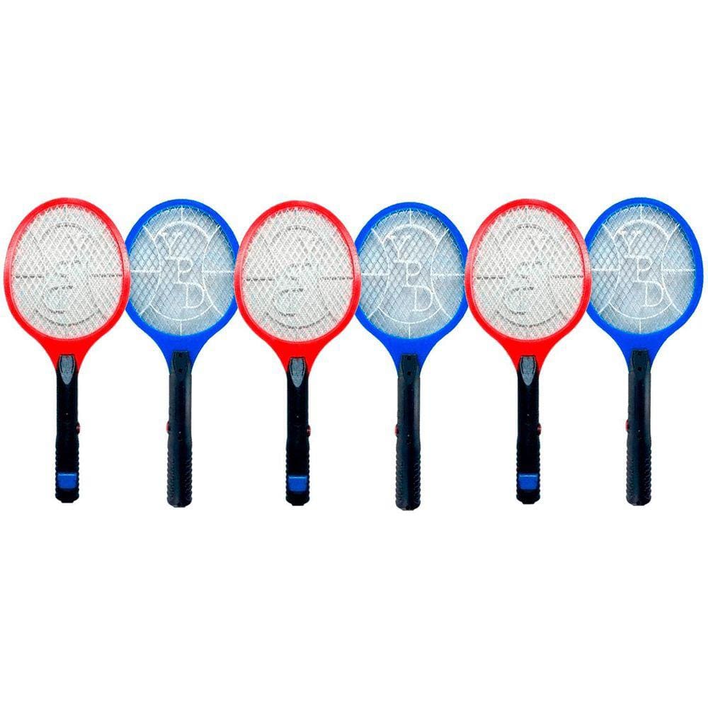 Raquete Eletrica Recarregável Mosca Pernilongo Led Kit Com 6