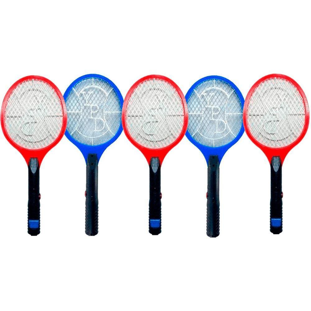 Raquete Eletrica Recarregável Mosca Dengue Led Kit Com 5