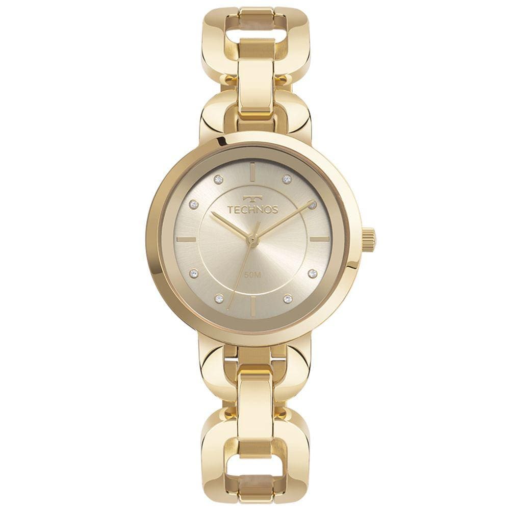 Relogio Technos feminino dourado banhado folheado pulseira elos aço 2035MWM/1X