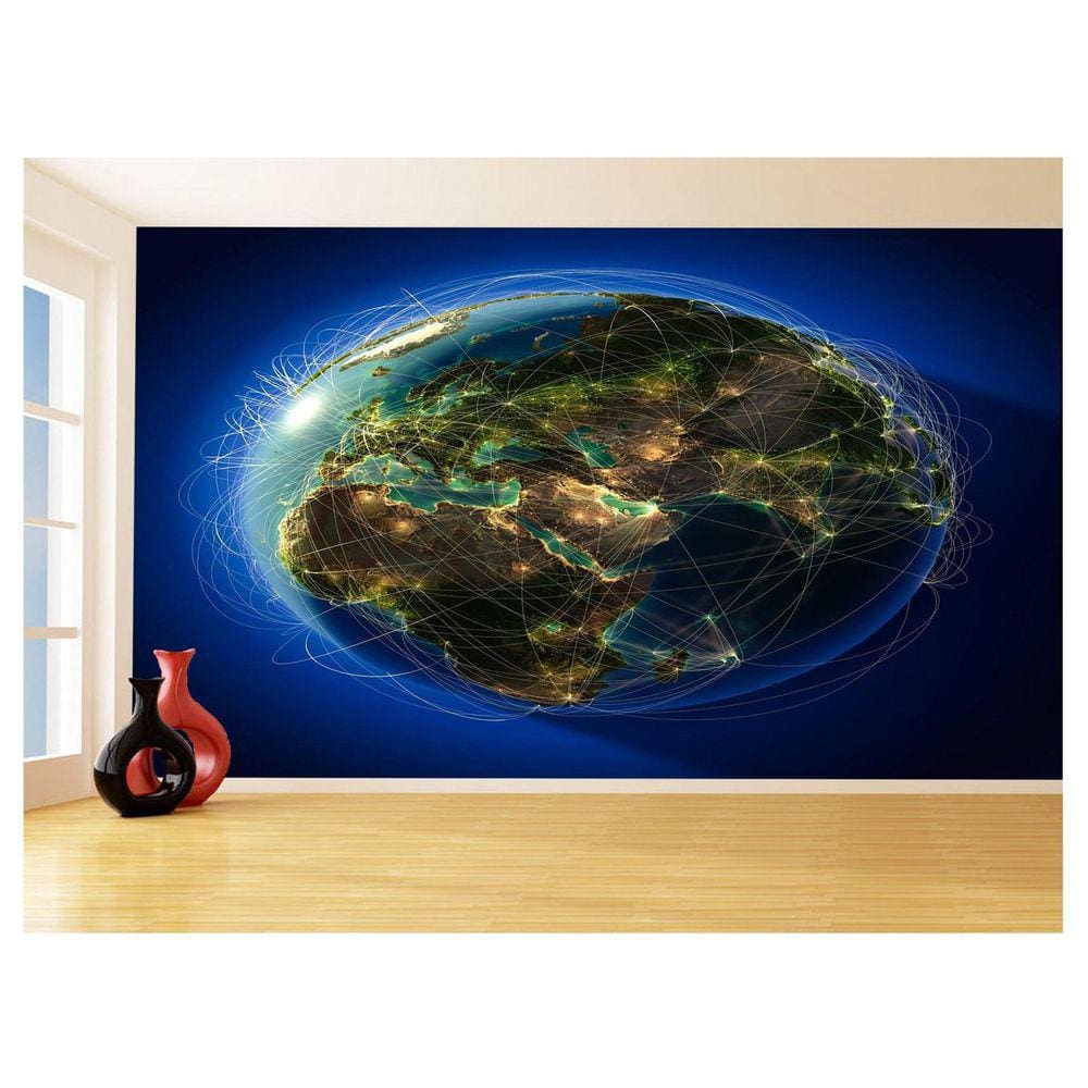 Papel De Parede Espaço Estrelas Planeta Terra 3,5M Nsp197