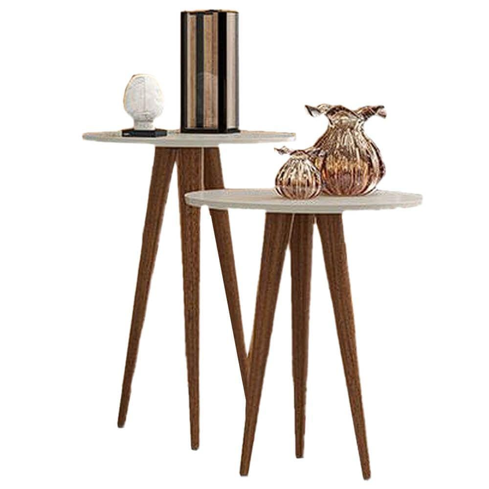 Conjunto Slim Mesa de Apoio e Lateral Patrimar Cor Off White
