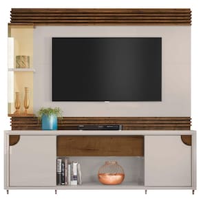Rack com Painel Firenze para TV ate 55 Polegadas 2 Portas 1 Gaveta Lukaliam Cor Off White Madero Canela