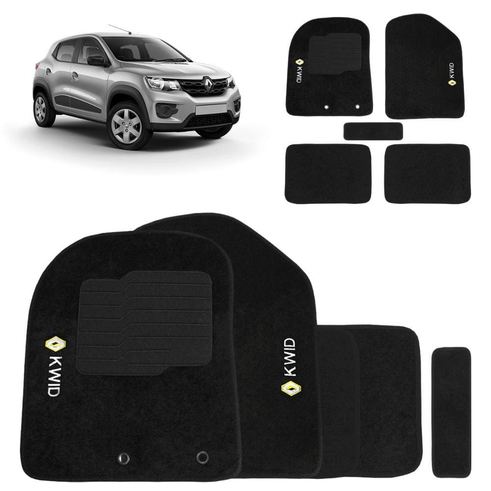 Jogo de Tapete Carpete Kwid 2017 a 2024 Preto 5 Peças
