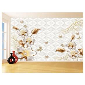 Papel De Parede 3D Floral Textura Sala Flores 3,5M Xfl264