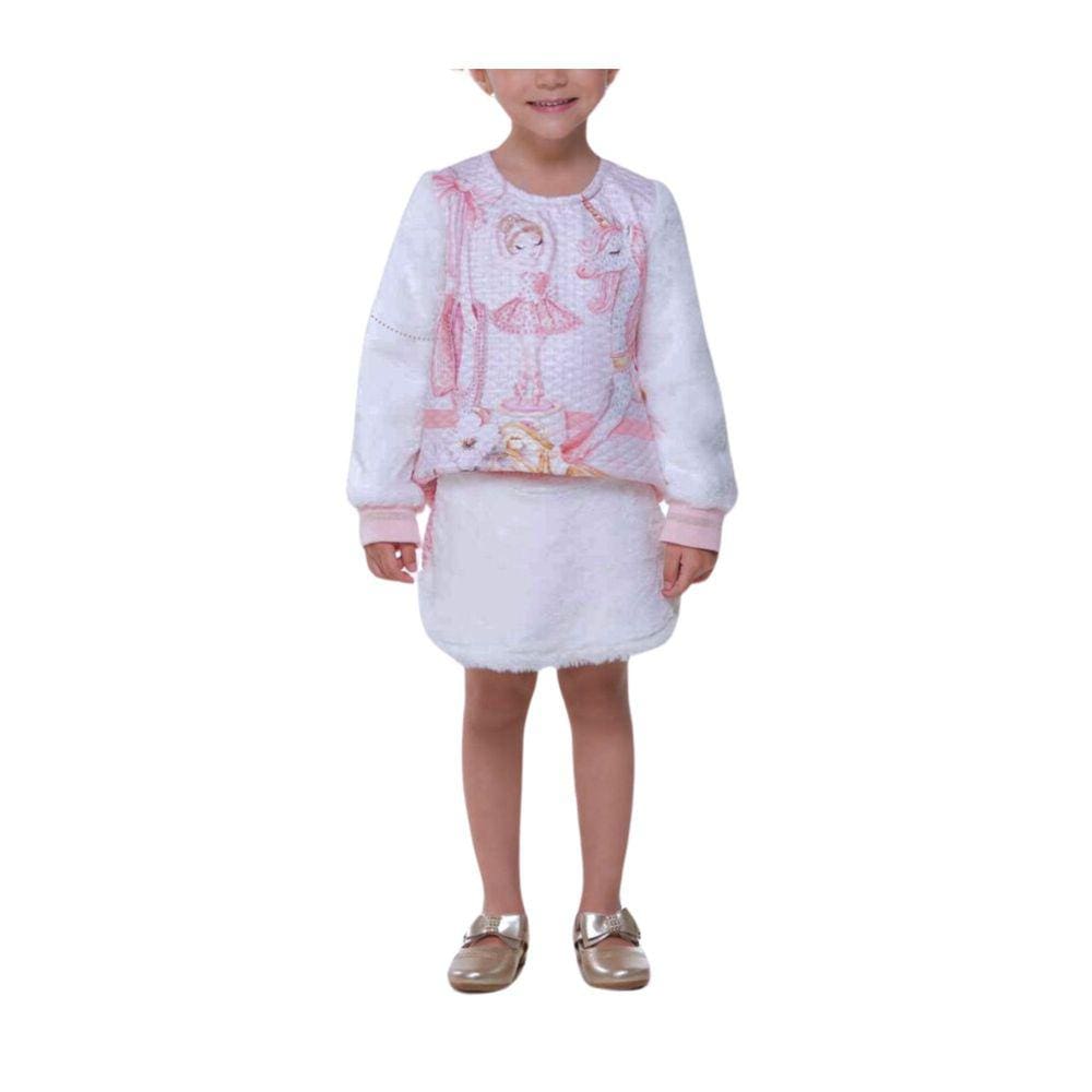 Conjunto Fem Short Saia + Blusão Bailarina Munlie Rosa Off