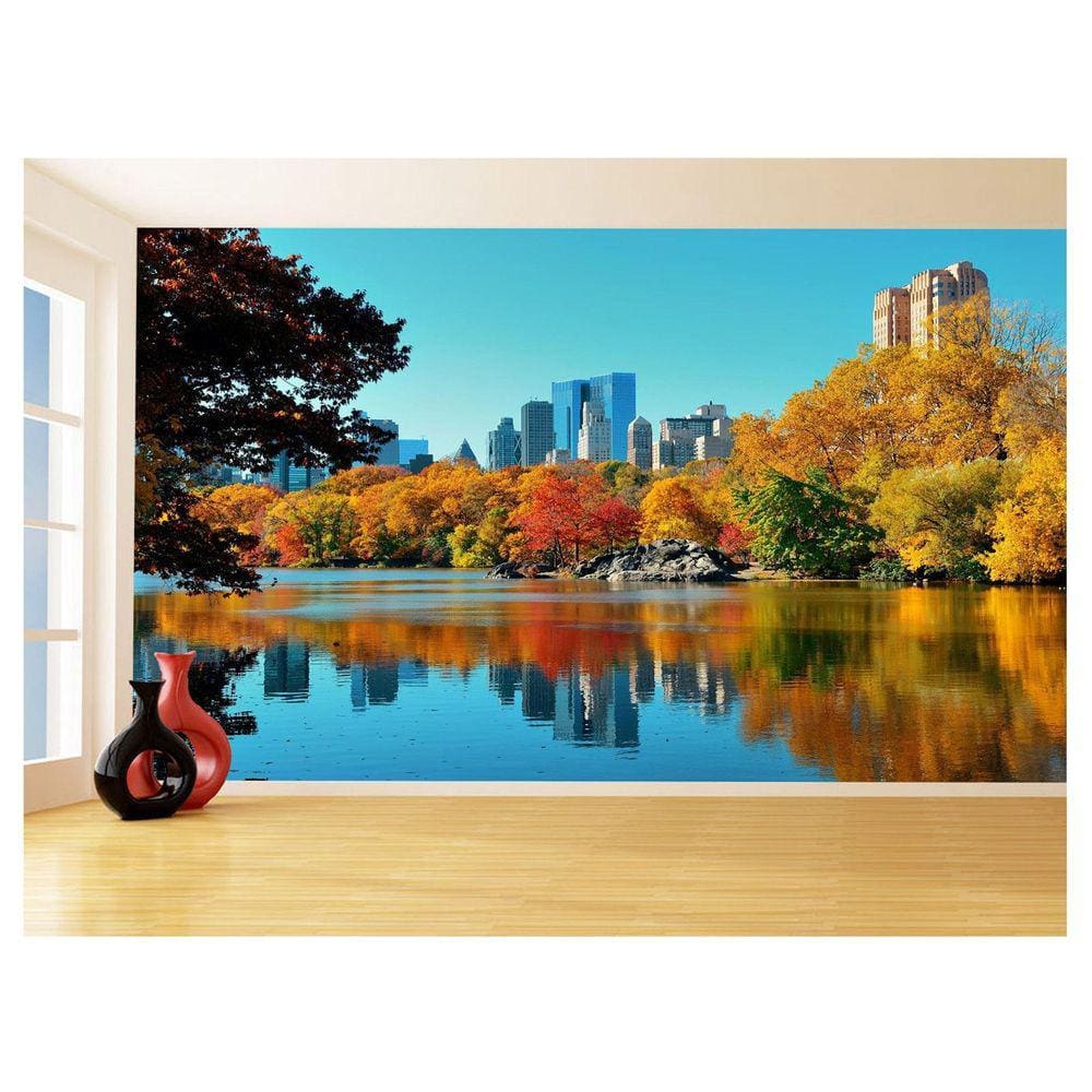 Papel De Parede 3D Paisagem Lago Ponte Parque 3,5M Nlk154