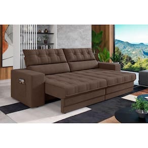 Sofá Oscar Plus 2,00m Retrátil/Reclinável Suede Marrom - XFlex Sofás