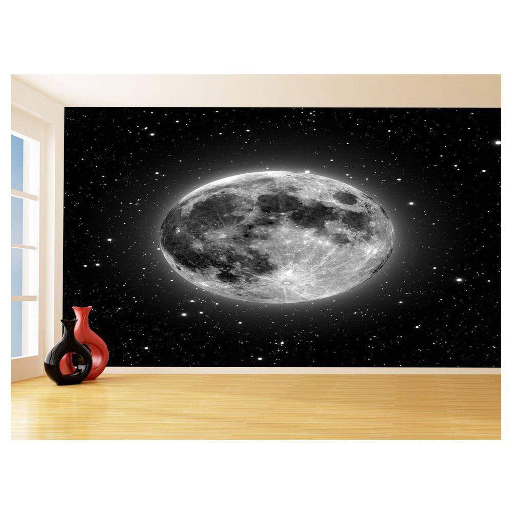 Papel De Parede Céu Lua Cheia Estrelas Espaço 3,5M Nsk122