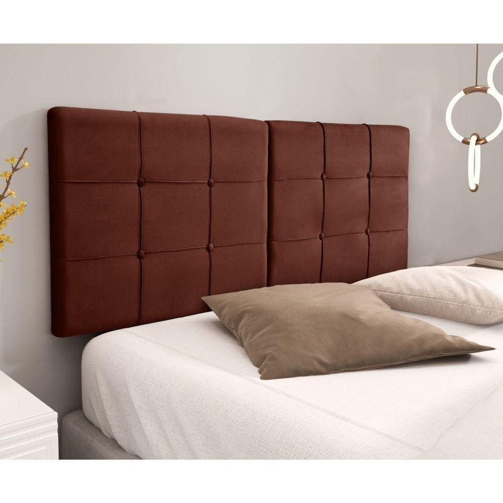 Cabeceira Casal Painel Adesiva Genova 140cm Marrom