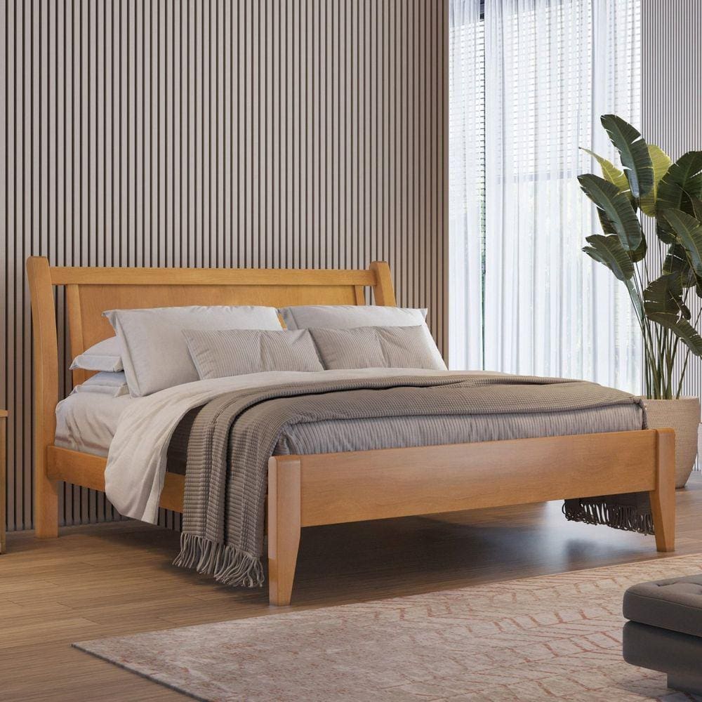 Cama de Casal 140cm Verona Amêndoa Mel
