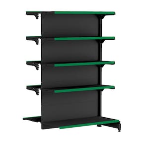 Gondola Centro 170 FIT Continuação Preto 10 Bandeja Pe Verde