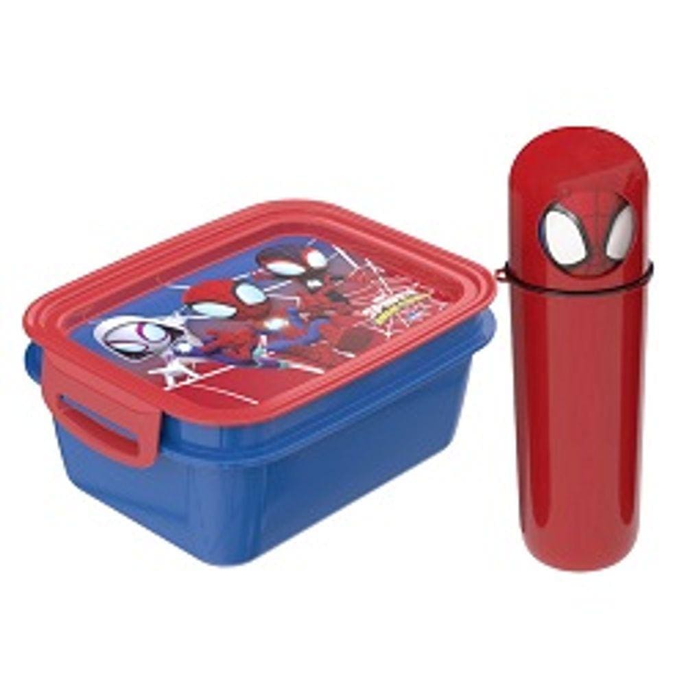 Kit Escolar Lanchinho Marmita 630ml E Case Homem Aranha