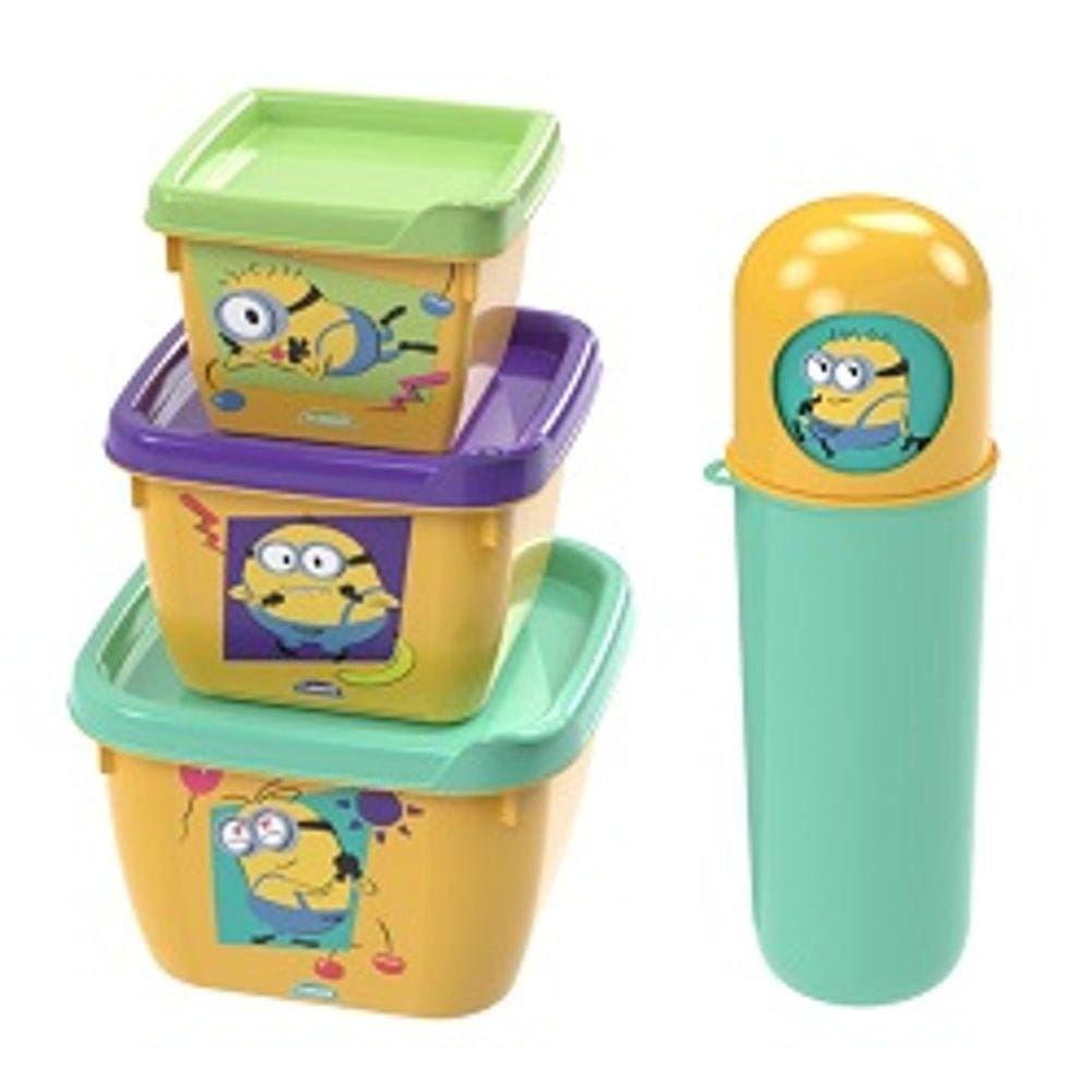 Kit Potes E Case Lúdico Lancheira Escola Creche Personagem Infantil  - Plasútil