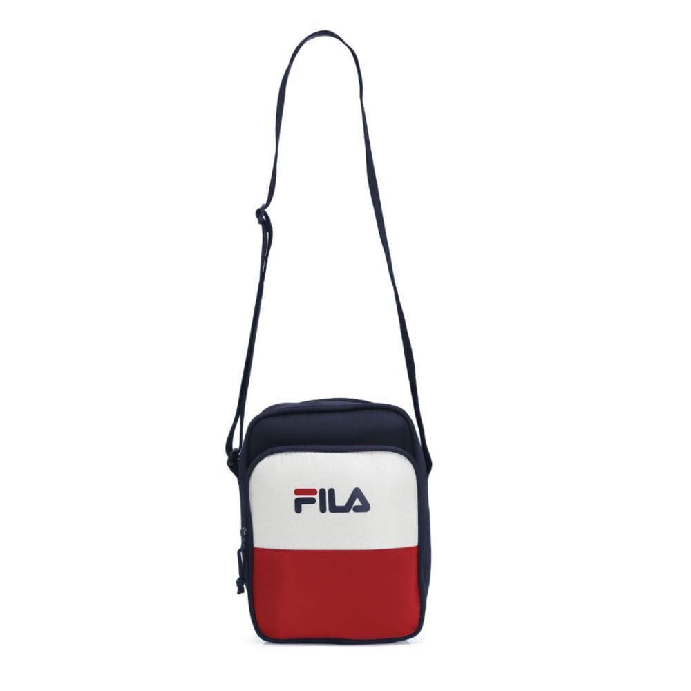 Bolsa Fila Lateral Letter DNA Marinho Vermelha e Branca