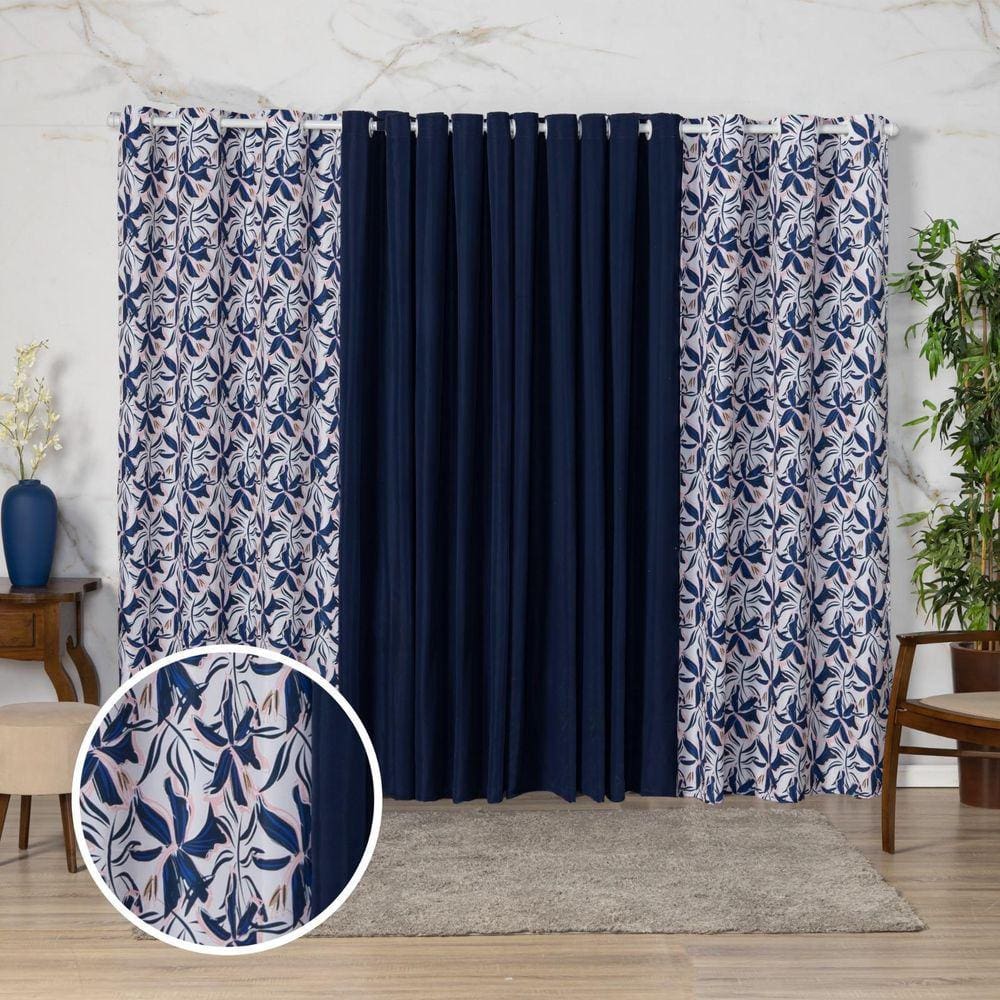 Cortina Floratta Decoração De Sala, Cozinha, 3,00M X 2,20M