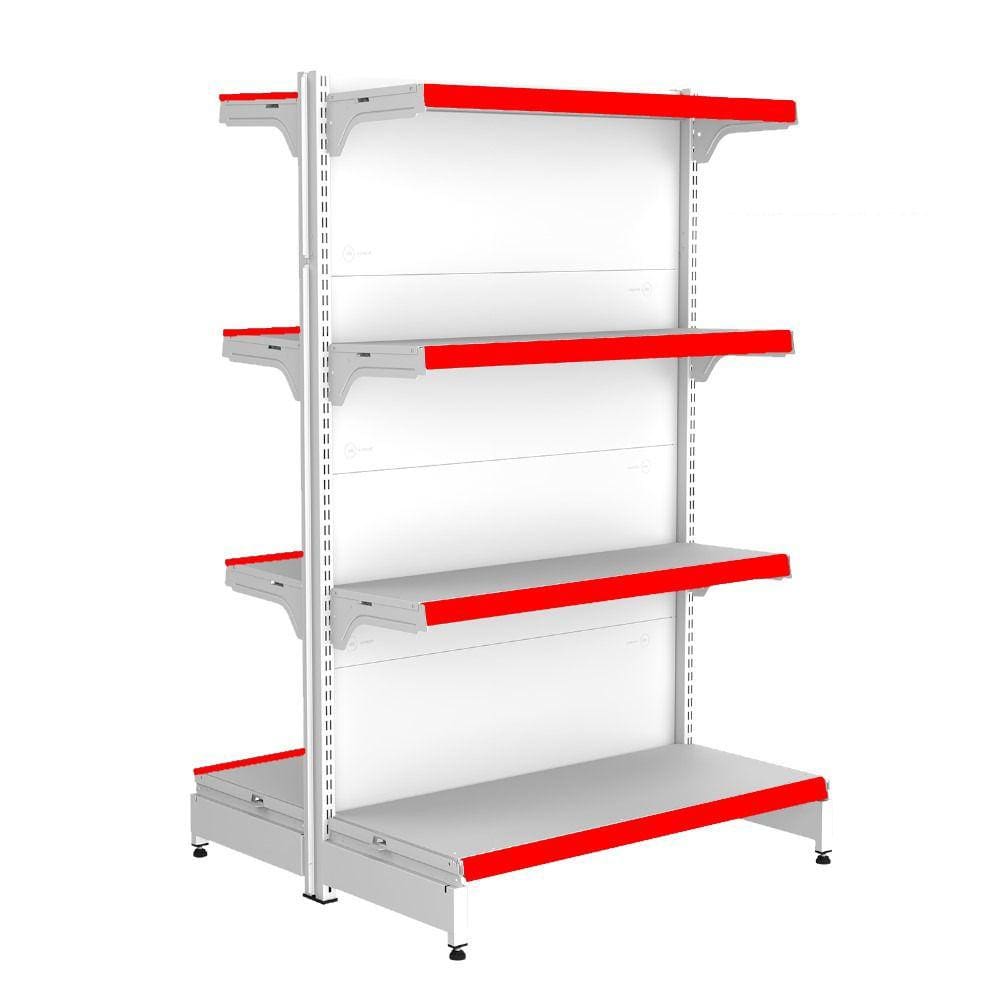Gondola Centro 137 FIT Inicial Branco 8 Bandeja Pe Vermelho