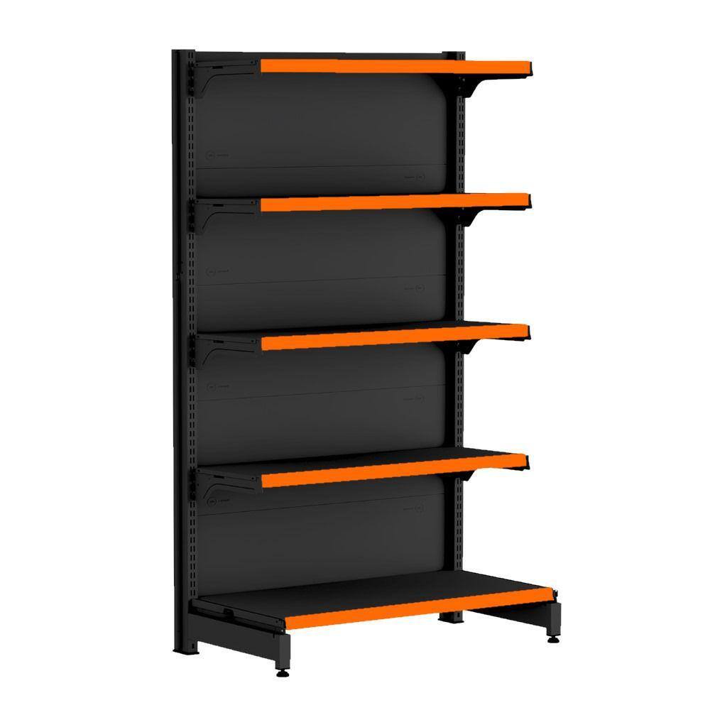 Gondola Ponta 170 FIT Preto 5 Bandeja Pe Laranja