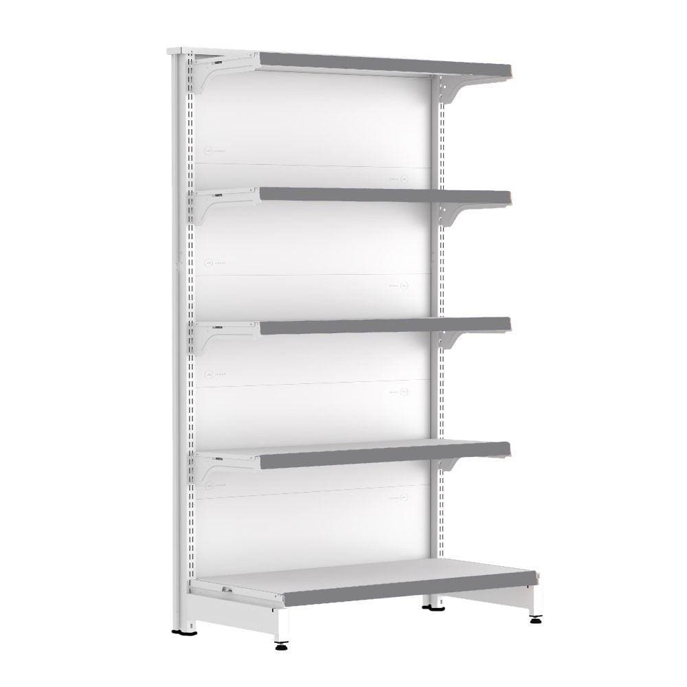 Gondola Ponta 170 FIT Branco 5 Bandeja Pe Cinza