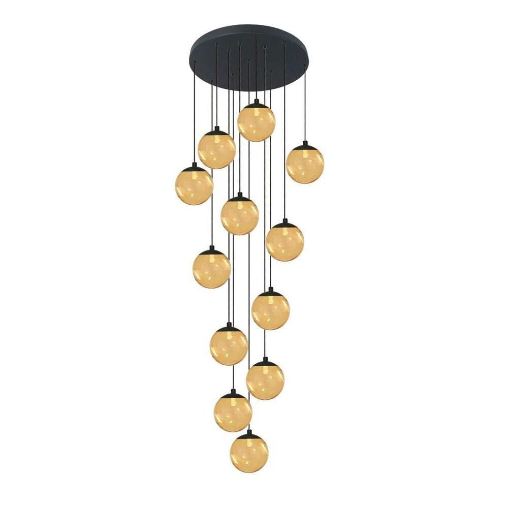 Pendente Moderno Preto 60Cm Pé Direito Alto Sala Escada Vidr