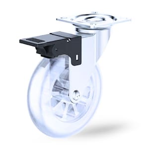 Rodízio Giratório Transparente Com Trava 100mm Soprano
