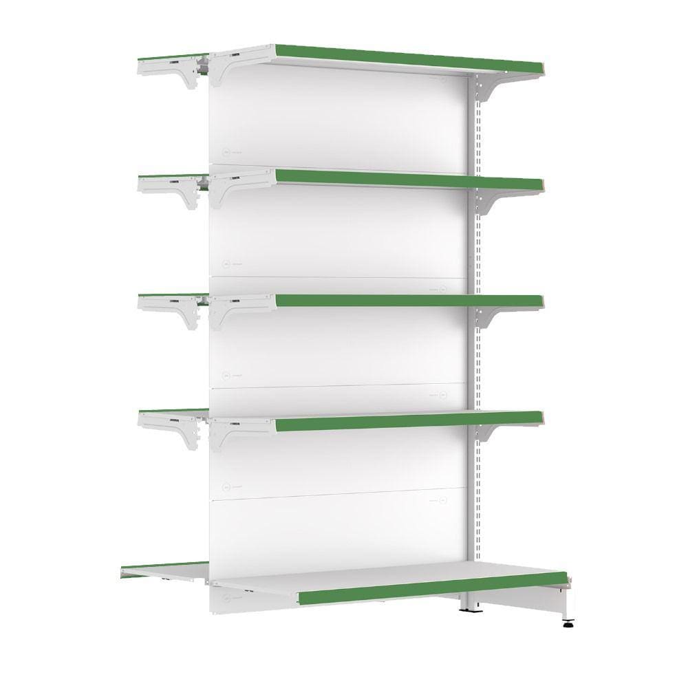 Gondola Centro 170 FIT Continuação Branco 10 Bandeja Pe Verd
