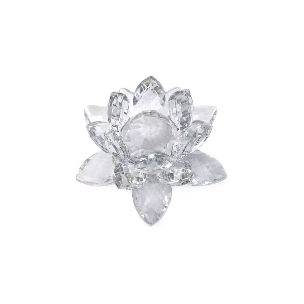 Enfeite Decoração de Cristal Vidro Flor de Lotus Para Sala Quarto Cristaleira Grande 13CM