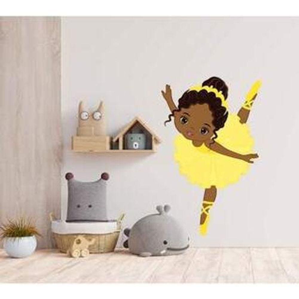 Adesivo De Parede Bailarina Com Roupa Amarela