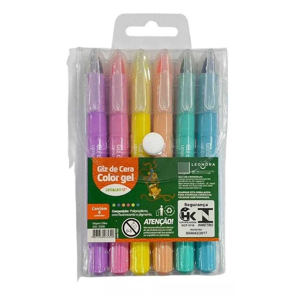 Giz De Cera Color Gel Aquarelavel Leo e Leo