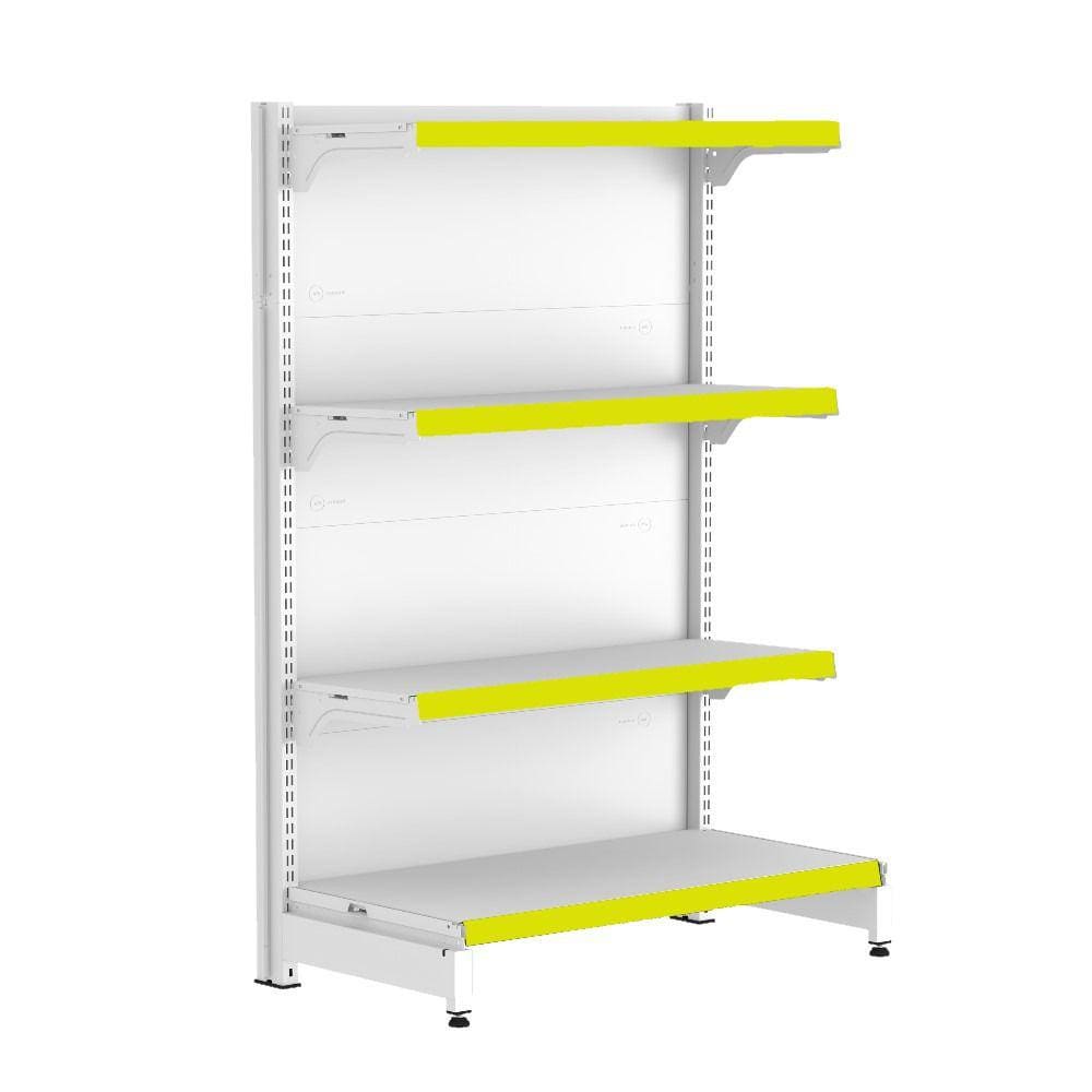 Gondola Ponta 137 FIT Branco 4 Bandeja Pe Amarelo