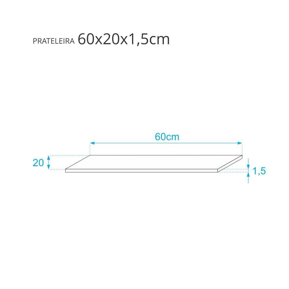 Kit com 3 Prateleiras 60 x 20cm Suporte Invisivel - Cor Nogal Malaga (madeira escura)