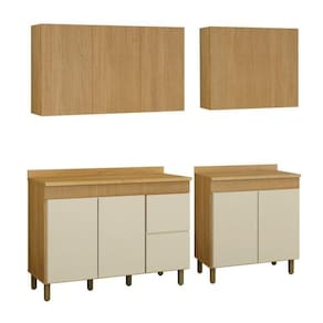 Cozinha Completa com 2 Armários Aéreos e 2 Balcões Dakota Cinamomo/Off White